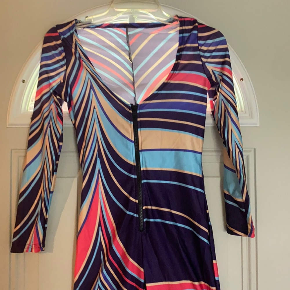 Sexy Multicolored Zip Up Jumpsuit